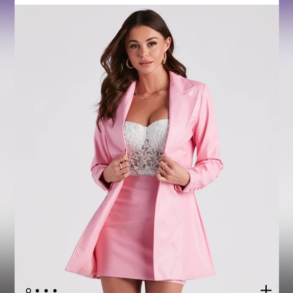Windsor Dresses & Skirts - Pink Faux Leather blazer and skirt
